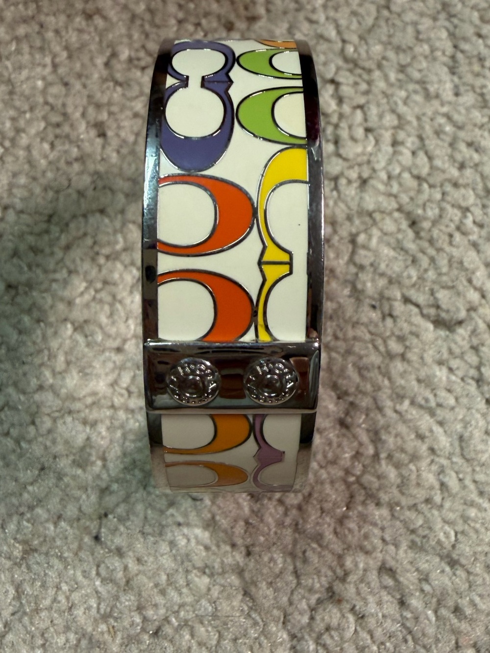 Women’s Coach Multicolor Enamel C‑Logo Bangle Bracelet
